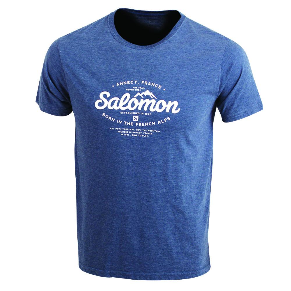 Salomon SPRUCE SS M - Mens Tee Shirt - Dark Denim - NZ (23568-UOEJ)